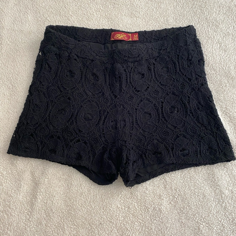 one 5 one Black High Waist Lace Shorts